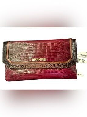Brahmin Soft checkbook wallet in Oxblood Tri-texture NWT